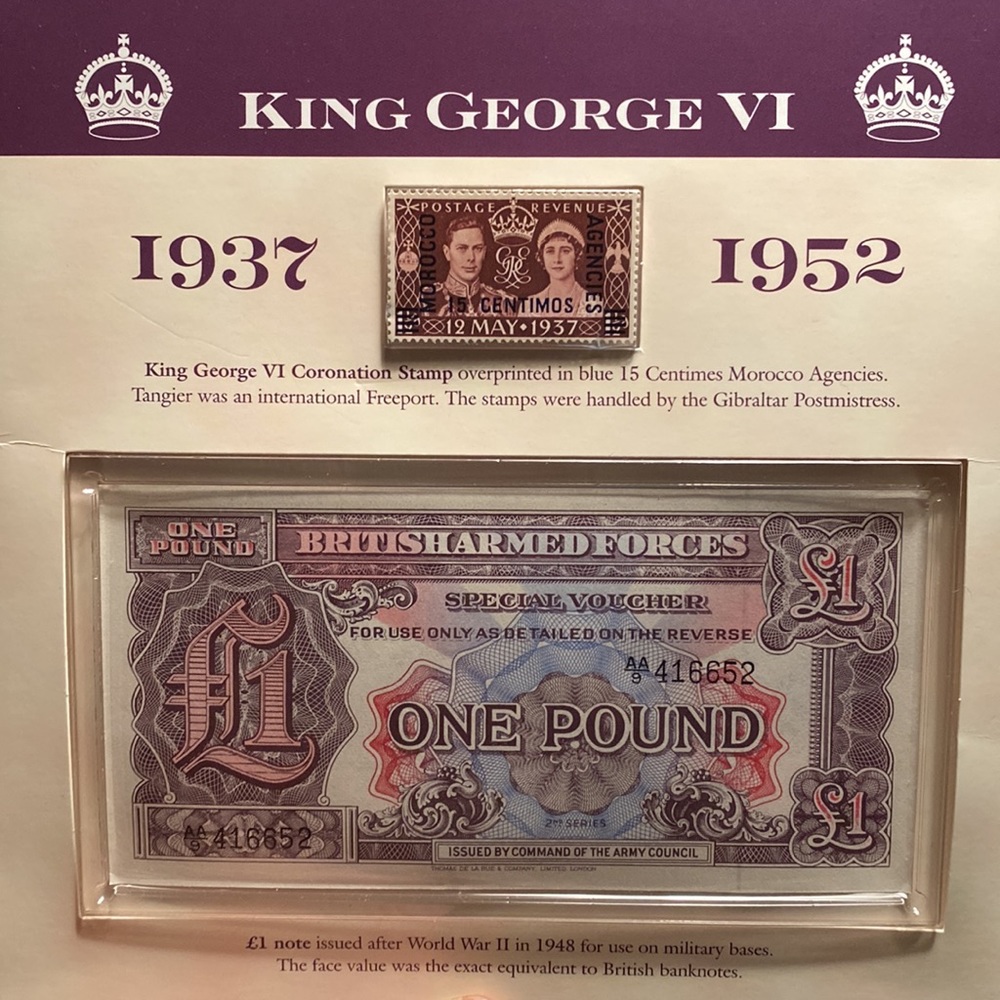 Great Britain George VI Collection - Stamp, One Pound Voucher & Coin Set